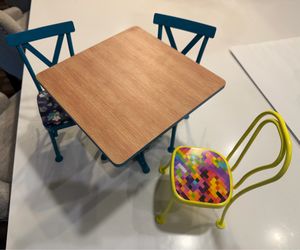 American Girl Table and 3 Metal Chairs