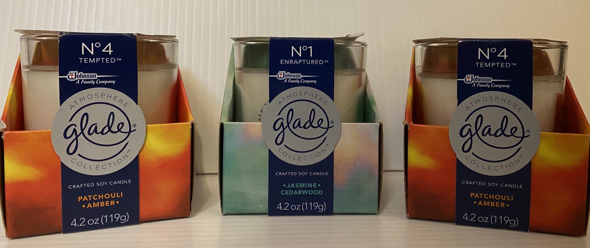 3 NEW GLADE atmosphere collection candles!