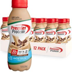 Premier Protein Shake, Café Latte, 30g Protein, 1g Sugar, 24 Vitamins & Minerals, Nutrients to Support Immune Health 11.5 fl oz, 12 Pack