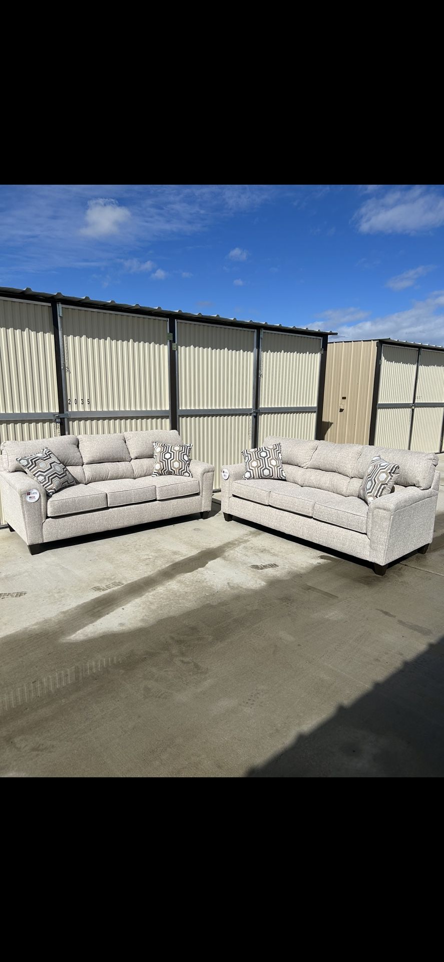 2 Brand New Light Beige Almond Sofas 