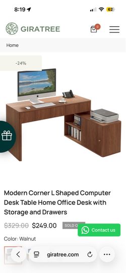 Modern L-Shaped Home Office Desk with Storage