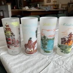 Vintage MCM Frosted Tom Collins California Sites Glasses