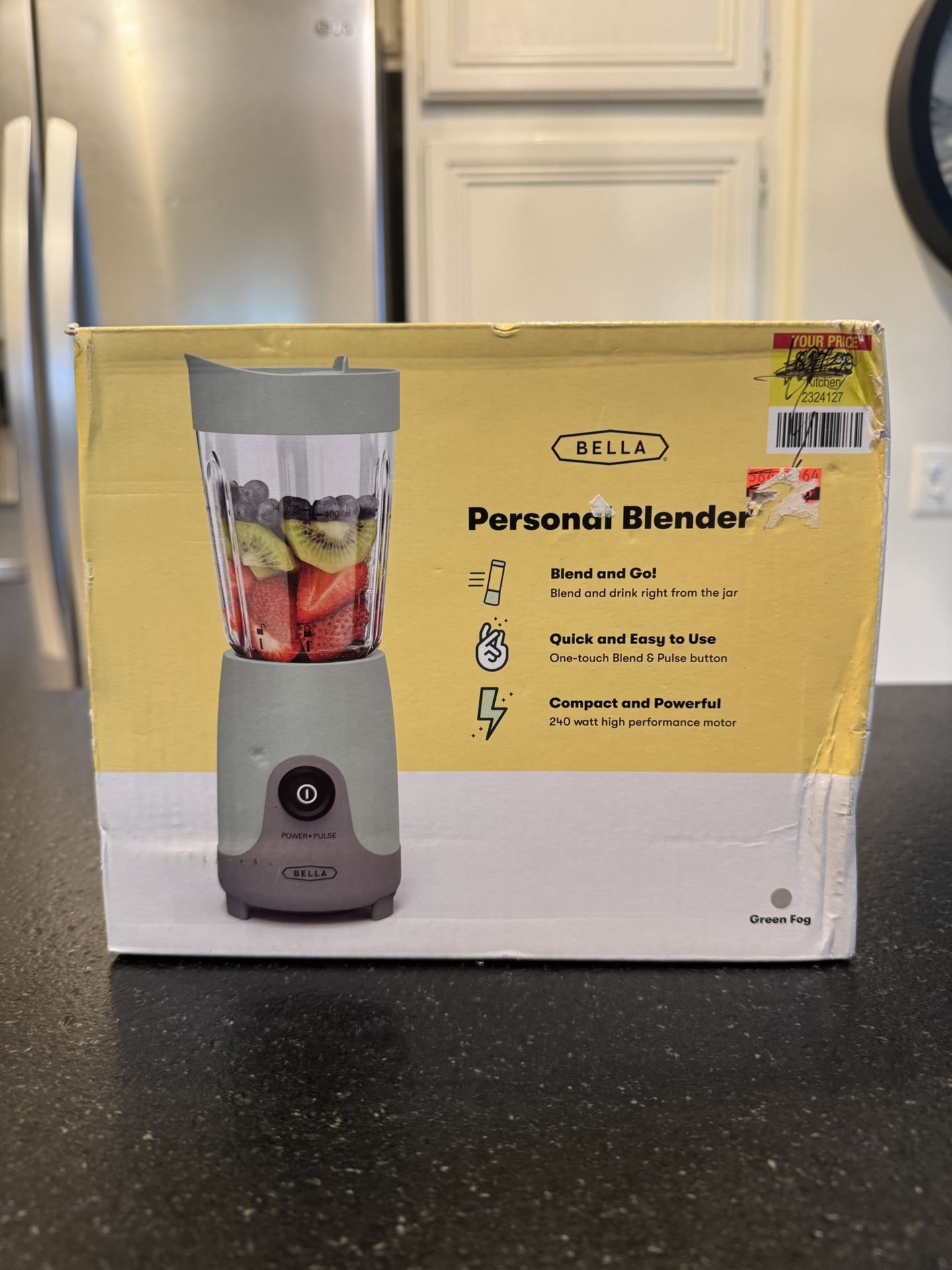 Bella One Touch 14-Oz. Personal Blender W hite Marshmallow BPA-free Jar