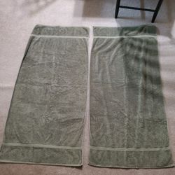 CHAKIR Turkish Linens Green Cotton Bath Towels (2)