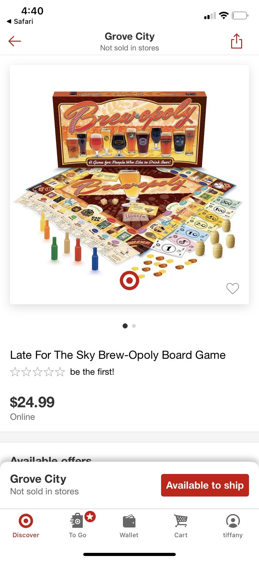 NEW Beeropoly Board Game