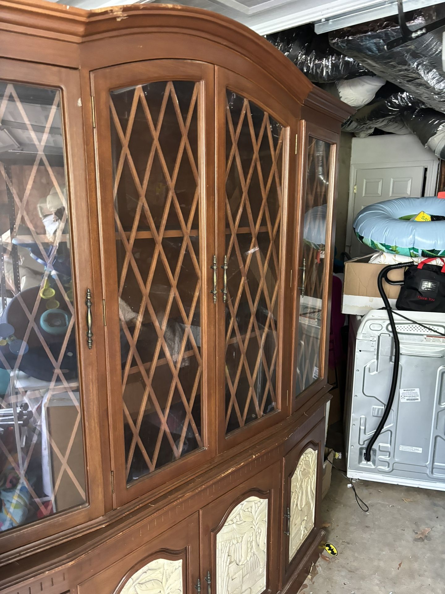 Dark Cherry Finish Rosewood Flower and Bird Motif Oriental China Cabinet