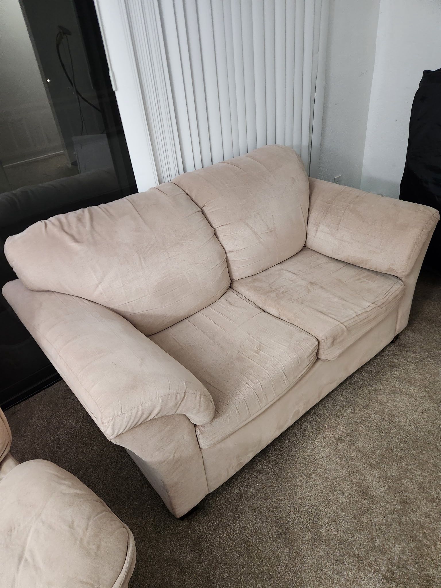 Beige Loveseat and Recliner