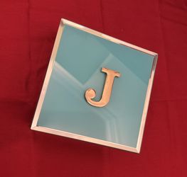 Monogrammed J Glass And Metal Jewelry /storage Box