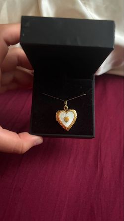 Stacked Hearts Locket Necklace 14k Yellow Gold 13’’