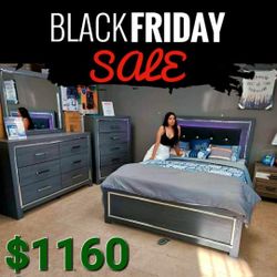 Lodanna Gray LED Panel Bedroom Set 
