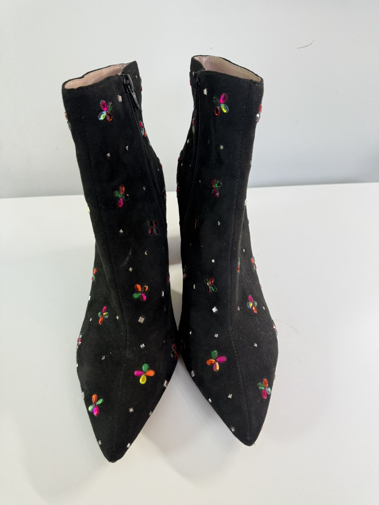 Betsey Johnson Joise Rhinestone Embellished Booties Black Multi, Women’s Size 11