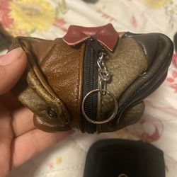 Vintage Real Cow Leather Animal Coin Purse - Handmade