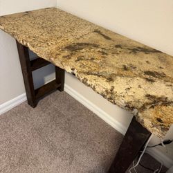 Polished granite and solid wood multipurpose table Multipurpose