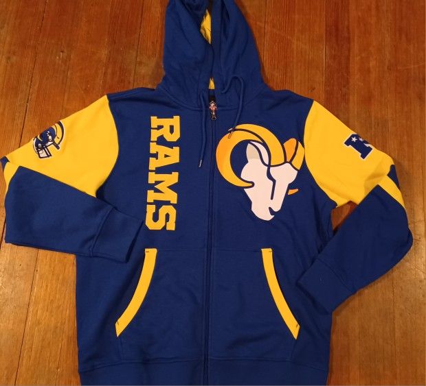 Mens Size Xlarge Los Angeles Rams Hoodie Jacket Coat Stitched New No Tags Stafford Puka Dickerson