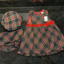 The Children’s Place Baby Girls Matching Plaid Dress & hat - Classic Red, 3-6 mo