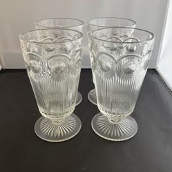 Vintage Four (4) Clear Stemmed Water Goblets 