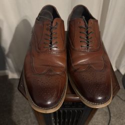 Stacy Adams Dunbar Wingtip Oxford Men's Leather Shoes Cognac 25064-221 Size 10M