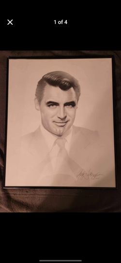 RARE!! Gary Saderup Framed Cary Grant Portrait From 1997