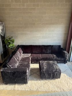 Viral Ultra-Fluffy Corduroy Sectional w/ Ottoman Available