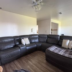 6 Piece Aniline Leather Sectional Sofa