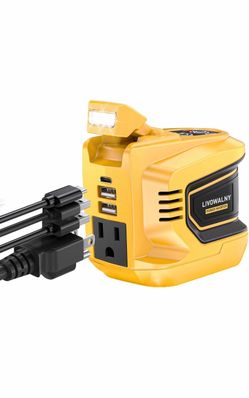 LIVOWALNY 220W-250W Power Inverter, Compatible with DeWALT 20V Battery, DC 20V to AC 110V-120V Portable Power Inverter, 1 AC Outlet, 2 USB Ports & 1 T