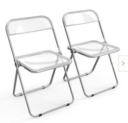 Stackable Transparent Clear Acrylic Folding Chair (Set of 2)