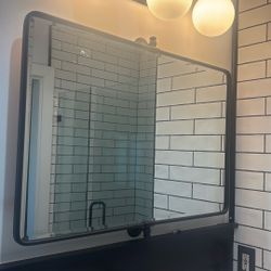 Modern Bathroom Mirror And 3 Light Fixture-$60