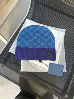 Luxury checked blue and purple beanie