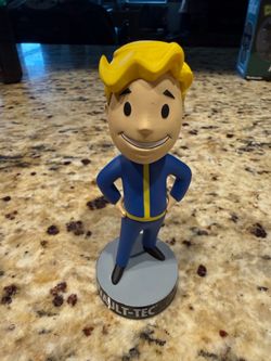 Vault-Tec Vault Boy Bobblehead - Yellow Hair, Blue Suit