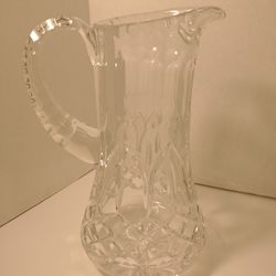 Tall Heavy Lead Crystal Pitcher Flower Vase