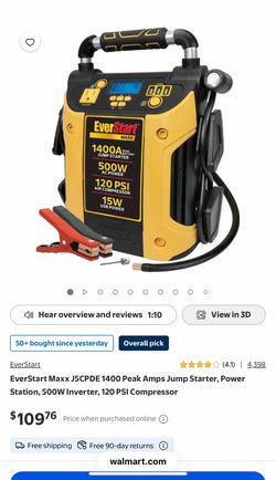 New EverStart Maxx 1400 Amp JUMP starter Power Station – 500W Inverter