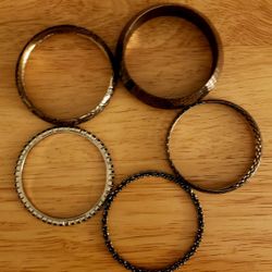 5 Thick Metal Bracelets