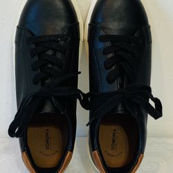 Boys Leather Shoes Sz 4 Med. Casual Dress Shoes Lace Tie Waxwing Black/Brown EUC