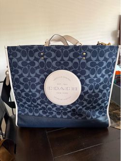 Coach Dempsey Carryall Signature Jacquard Bag - Blue/white.