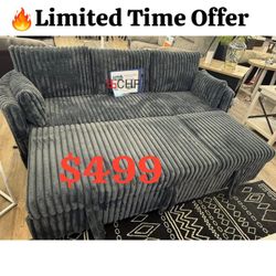 Dark Gray Single  Sleeper Sofa With Pull Out Bed 85"W X 32"D X 32"H
