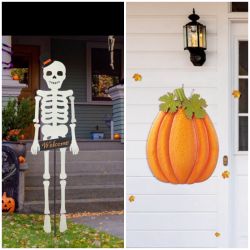 Halloween Skeleton and Pumpkin Decoration