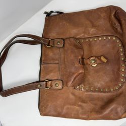 Patricia Nash Distressed, Leather, Studded, Large Hobo Bag