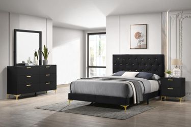 Brand New Black 4 Piece Bedroom Set with Queen Frame! Curbside Delivery Included in Price! 