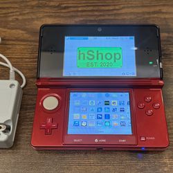 Red Nintendo 3DS (Modded, w/ hShop,) + Charger & Stylus