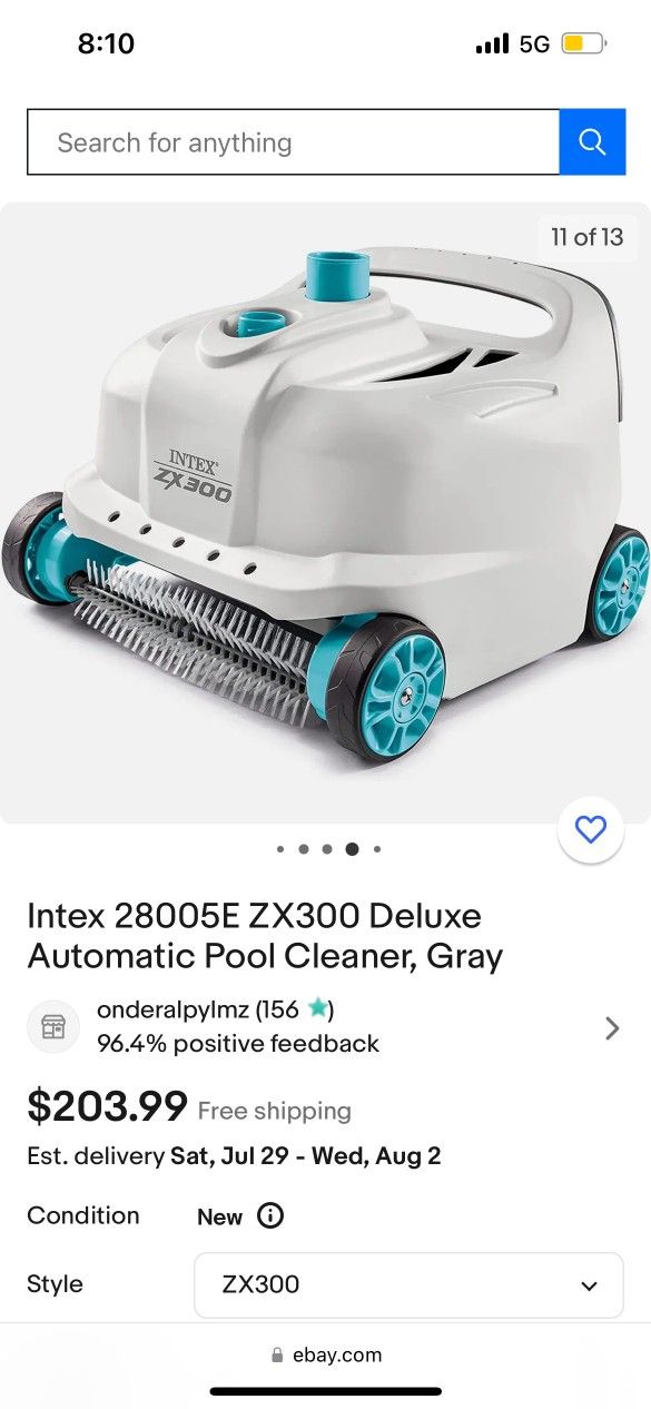 Intex 28005E ZX300 Deluxe Automatic Pool Cleaner, Gray