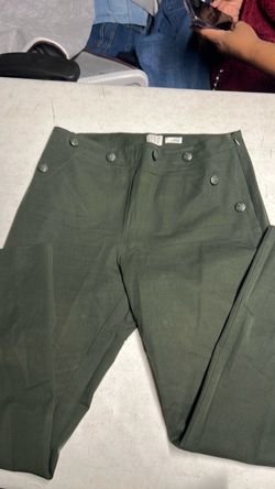 Olive Green Pants with Metal Buttons
