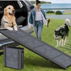 Dog Ramp for Car 63" Long & 17" Wide Portable Dog Ramps for Large Dogs with Non-Slip Rug Surface Dog Car Ramp for SUV Car & Truck, Folding Dog Ramp Up