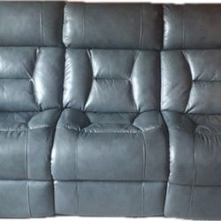 Sofa & Loveseat - Dark Gray Leather- Power Reclining (Very Nice)