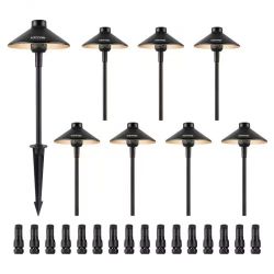 8 Pack Low Voltage Landscape Path Lights, 3W 210LM 12V-24VAC/DC Outdoor LED Pathway Lighting, 3000K Warm White Walkway Lights with Quick Connectors, I