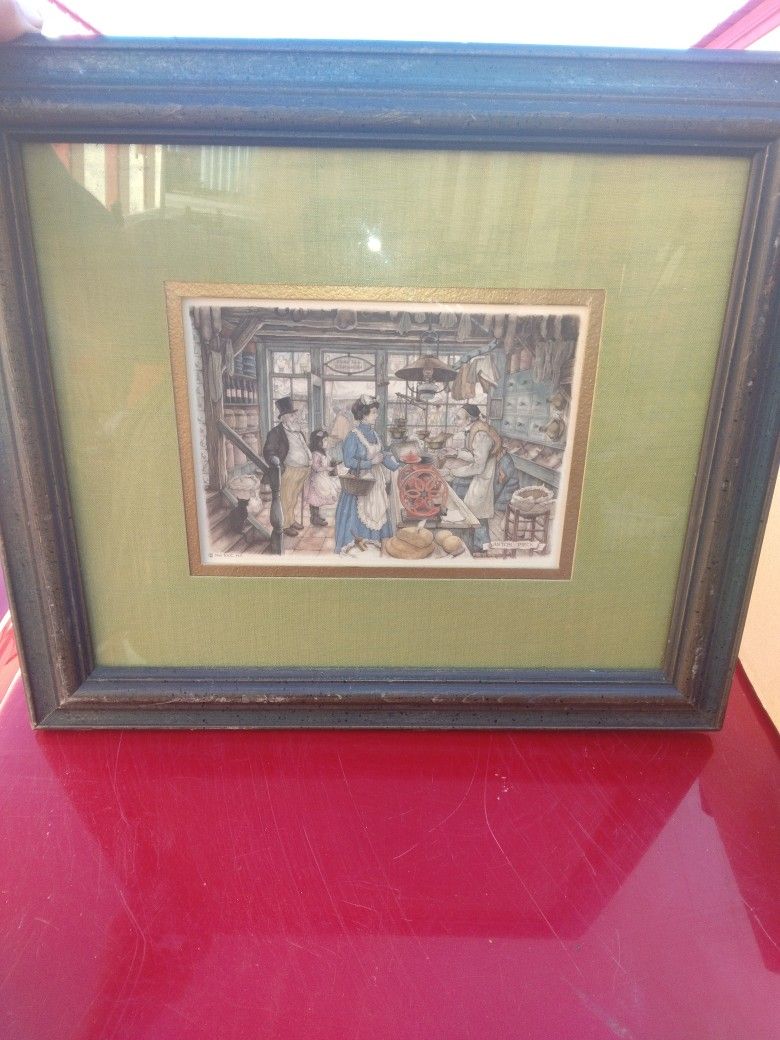 Antique Print ANTON PIECK Vintage Store Year 1966 Framed Clover Leaf UK