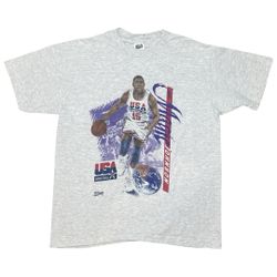 Vintage 90s Magic Johnson Team USA Basketball Single Stitch Tee Large Gray NBA Dream Team – Worldwide Shipping