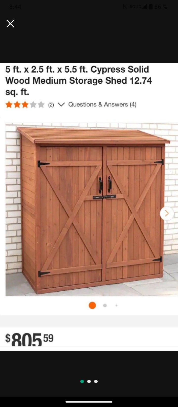 Wood Storage Shed  L60" X  W30" X H65