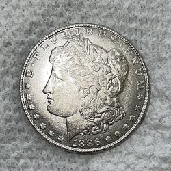 2 San Francisco Morgan Silver Dollar Coins 1886 & 1887 AU