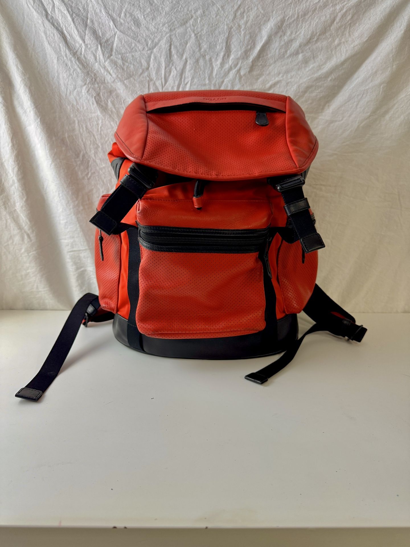 Coach backpack perforated red leather Orange Used