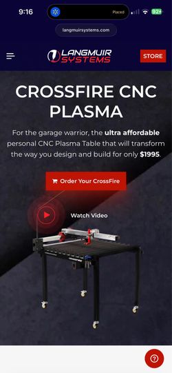 Langmuir Systems CROSSFIRE CNC PLASMA TABLE & CUTTER
